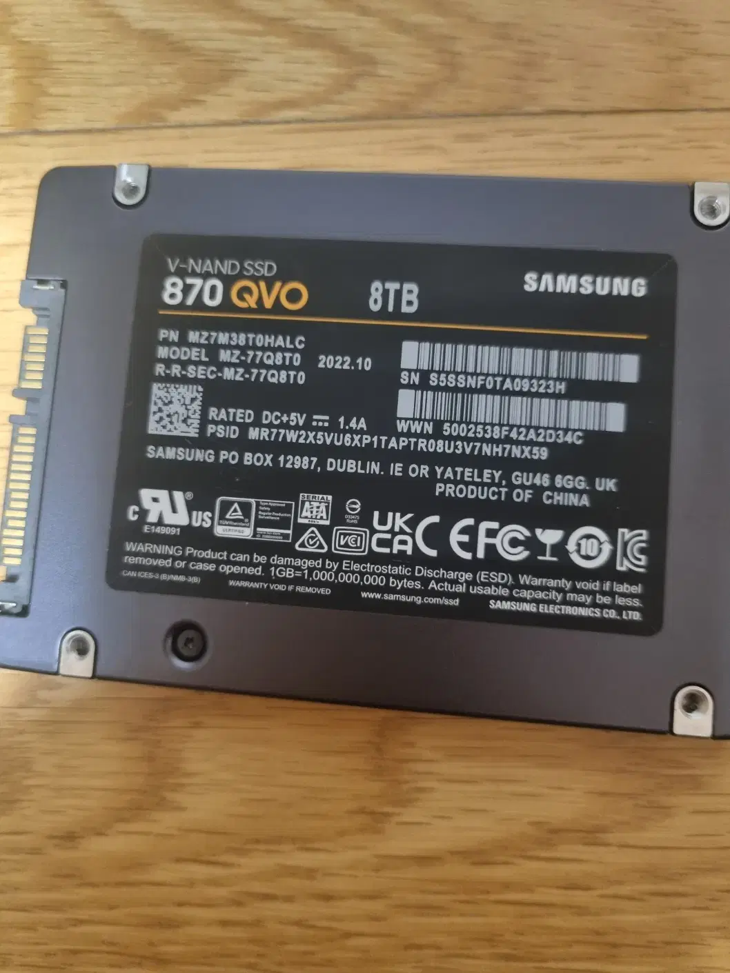 삼성전자 870 QVO (8TB), SSD 8T, 2022.10 제조